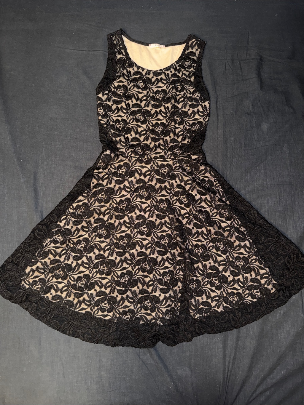 Soprano Black Lace Mini Dress With Nude Lining